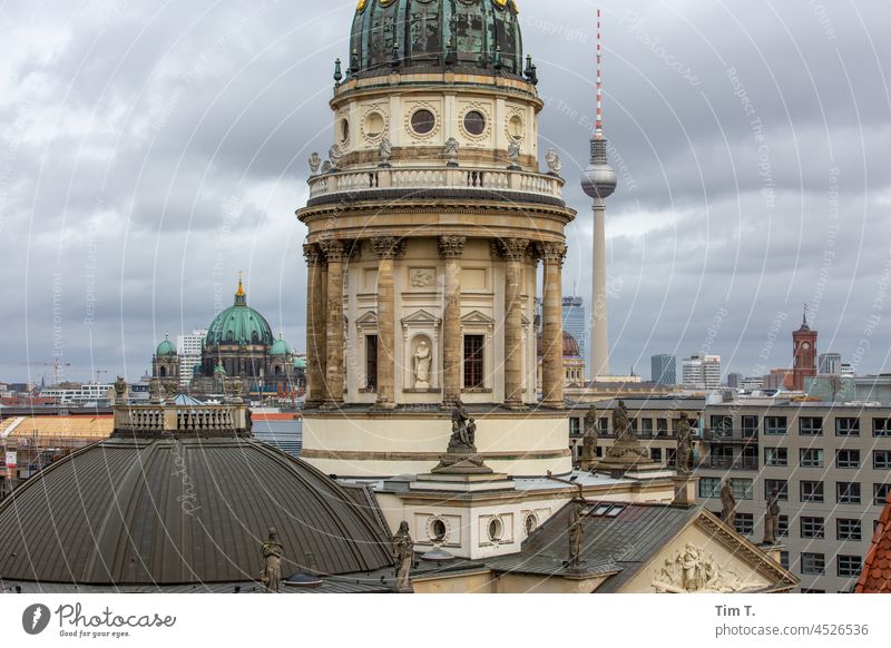 the German Cathedral Television tower Berlin Middle Dome Berlin Cathedral Gendarmenmarkt Autumn Capital city Architecture Berlin TV Tower Tourist Attraction