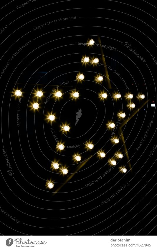 A star shines in the night. Stars Decoration Star (Symbol) Christmas decoration Christmas star Glittering Festive Christmas & Advent Deserted Illuminate