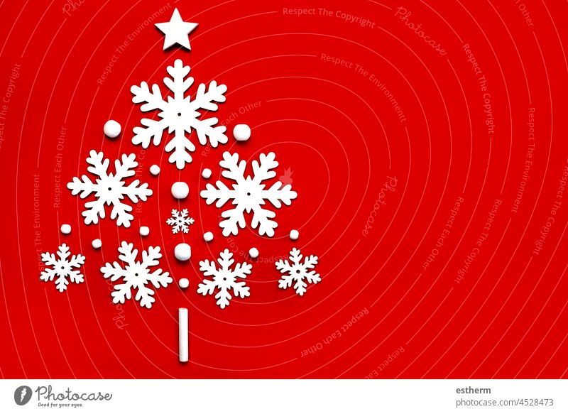 Merry Christmas. Snowflakes in the form of a christmas tree with copy space. Christmas concept background santa claus fun celebration christmas present