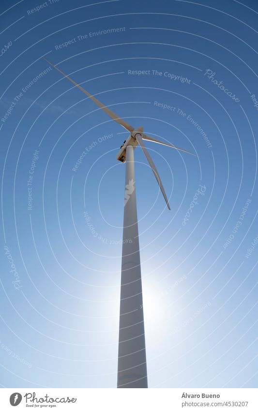 Wind turbine, producing renewable energy, in the municipality of Rueda de Jalon, Valdejalon region, Zaragoza province, Aragon, Spain wind turbine wind power