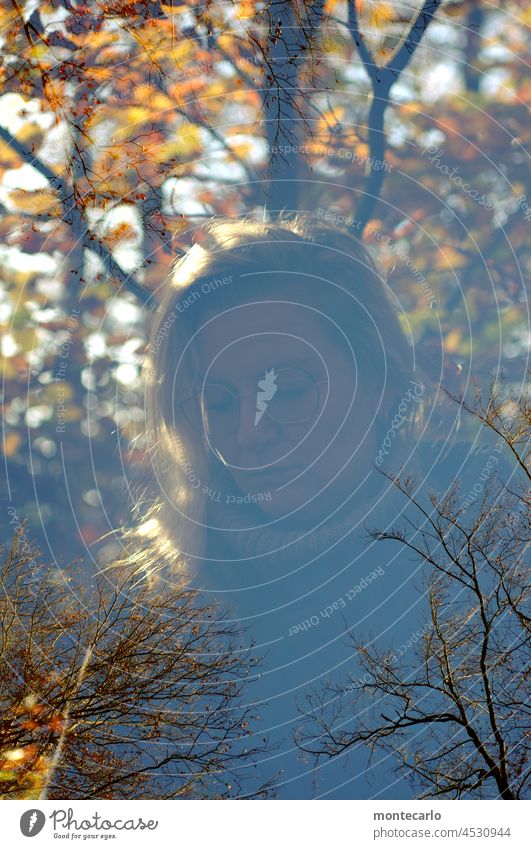 Lightness | Conjured with ease in the autumn forest Double exposure Autumnal weather Landscape foliage Nature Sunlight autumn lights Weather Fusion Forest