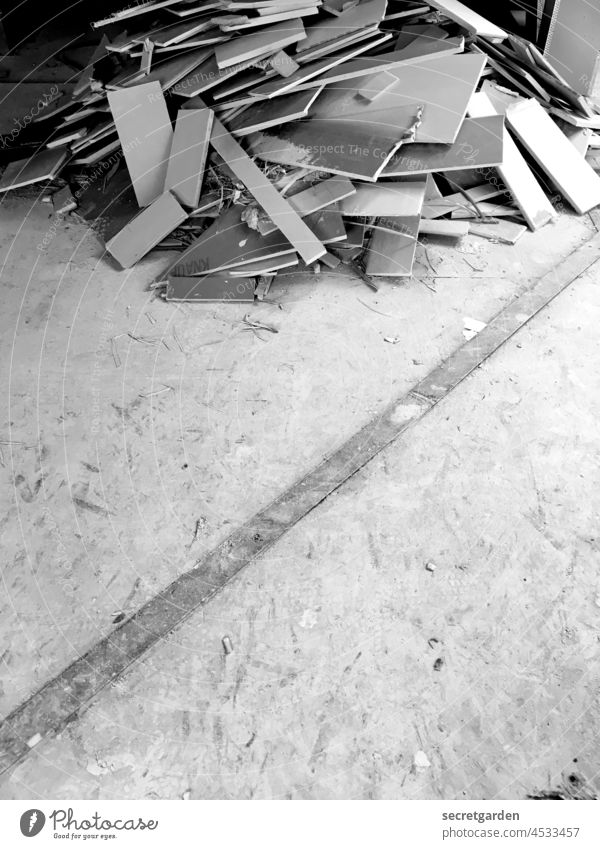 destructiveness Destruction Broken Construction site Termination Ground floor mountain Heap obliquely Black & white photo Change Deserted Old Decline Ruin