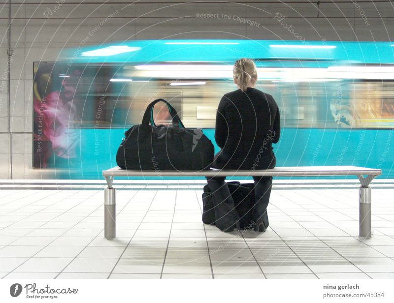Bockenheimer Warte Underground Woman Long exposure Europe Wait Train station Contrast