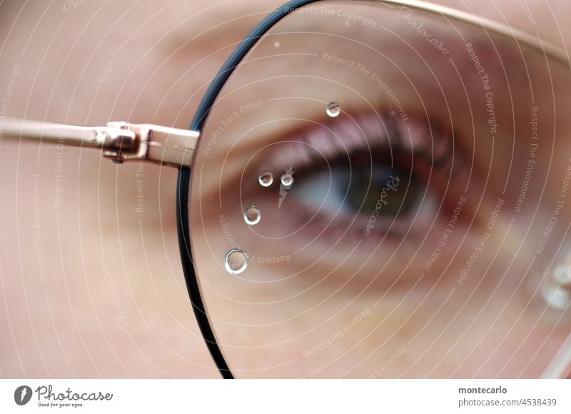 Beauty in the eye of the beholder | Tears on glass Eyes Eyeglasses Glass Drop look at topic day Looking Spectacle frame ophthalmic lens interpretation Face