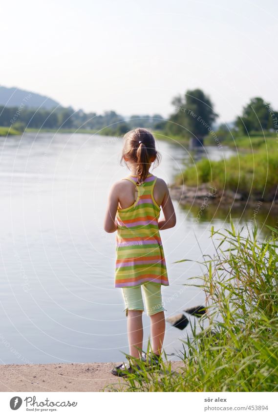 the Weser Parenting Education Child School Study Schoolchild Human being Feminine Girl Infancy 1 Environment Landscape Summer Climate Beautiful weather Plant