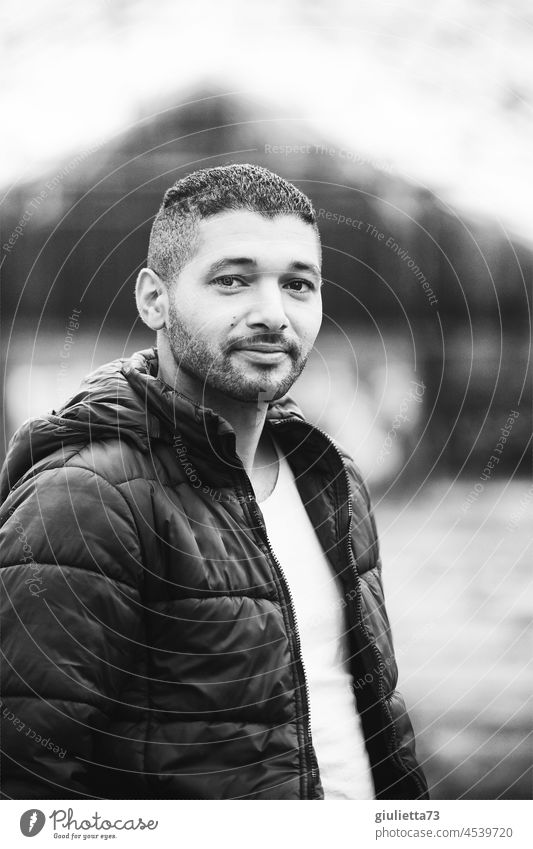 Black and white portrait | Young man from Palestine Human being Man 20-30 years old 1 Person young adult masculine Palestinian Arab Designer stubble Lifestyle