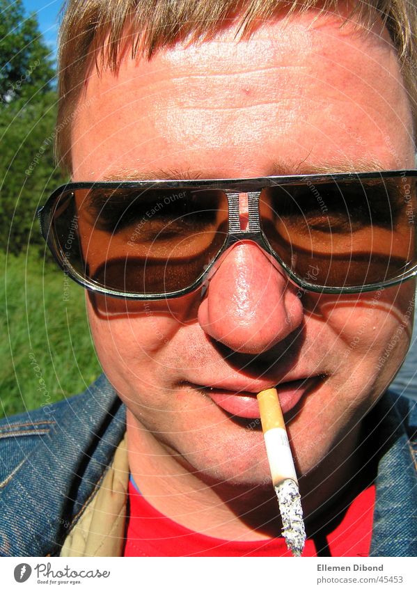 cool guy Sunglasses Seventies Cigarette Man sweaty skin Phenomenon