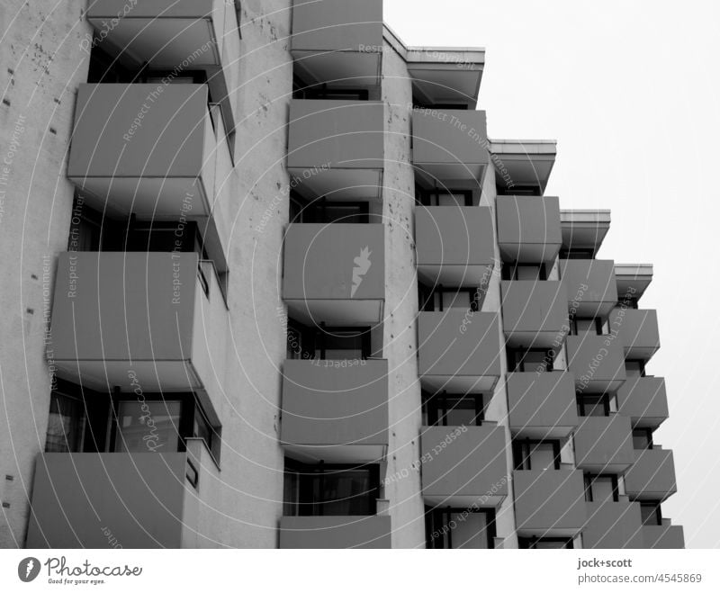 surreal | crashed dwelling house between architecture and sculpture Architecture Facade Balcony Sharp-edged Modern Gloomy Equal Style Symmetry Functionalism