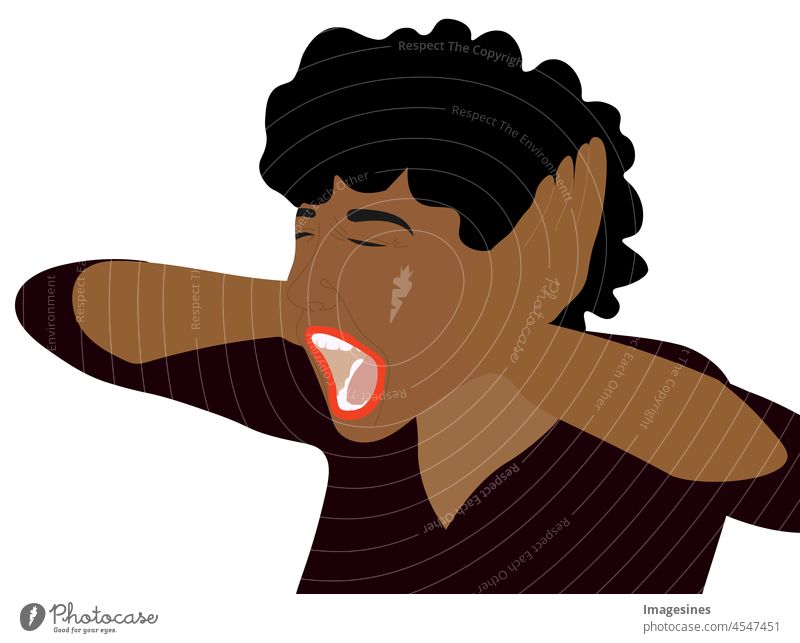 Young emotional very angry and worried woman screaming. Screaming woman -African descent- covering her ears Pain more adult Advertising African ethnicity Anger