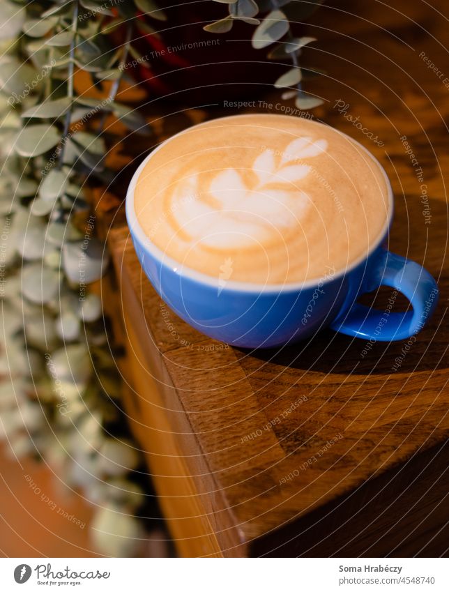Coffee shop Cappuccino latte art Mug blue mug coffee shop barista milk drinks Beverage Café