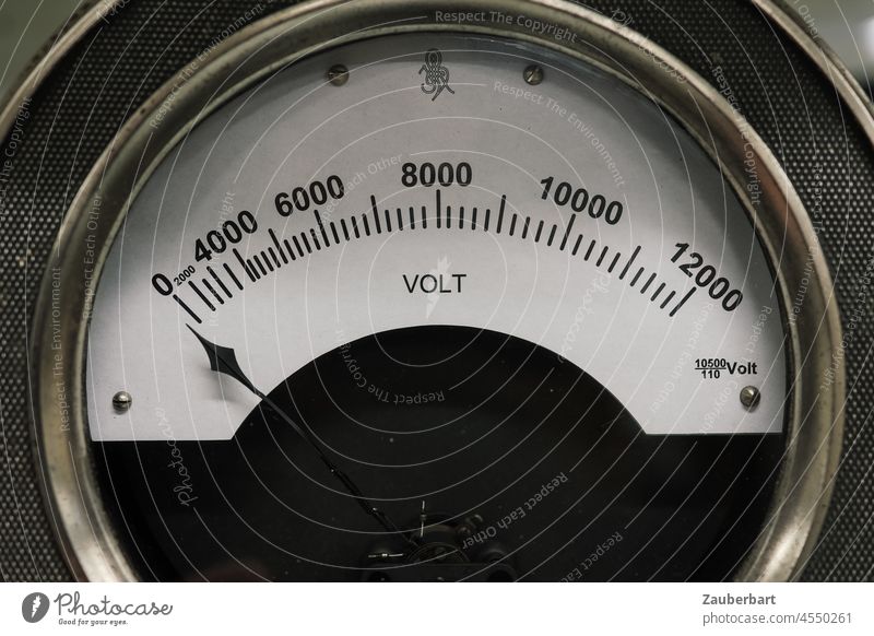 Measuring instrument for volt, voltage, electricity Tension high voltage medium voltage Volt Energy Metal Electricity pointer Scale Round Glass