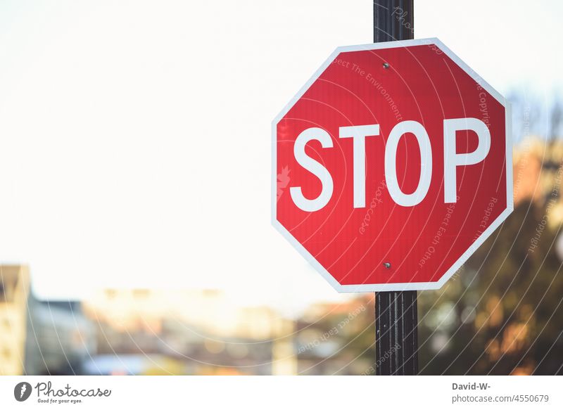 Stop sign at the roadside - Stop stop Road sign Red Large Street Warn esteem Clue
