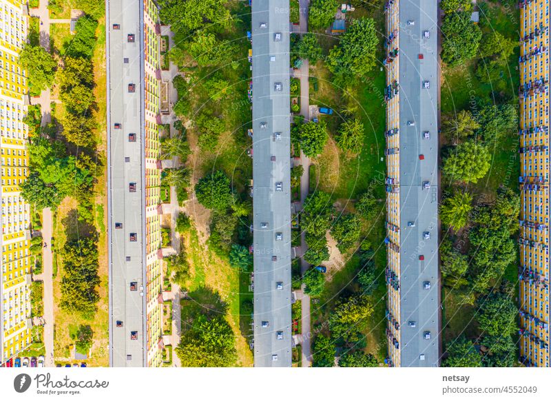 Drone view of long residential building , aerial view summer time above aerial photo aerial photography apartment apartments architecture beijing bend block