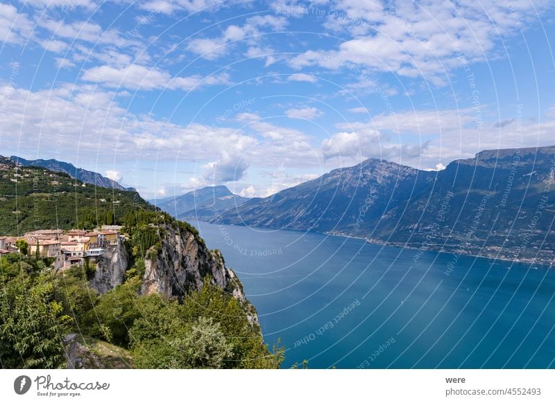 View of Lake Garda from Tremosine Gardesana road Holiday Italian city Italy Mediterranean Recreation copy space holidays italian italy lake landscape leisure