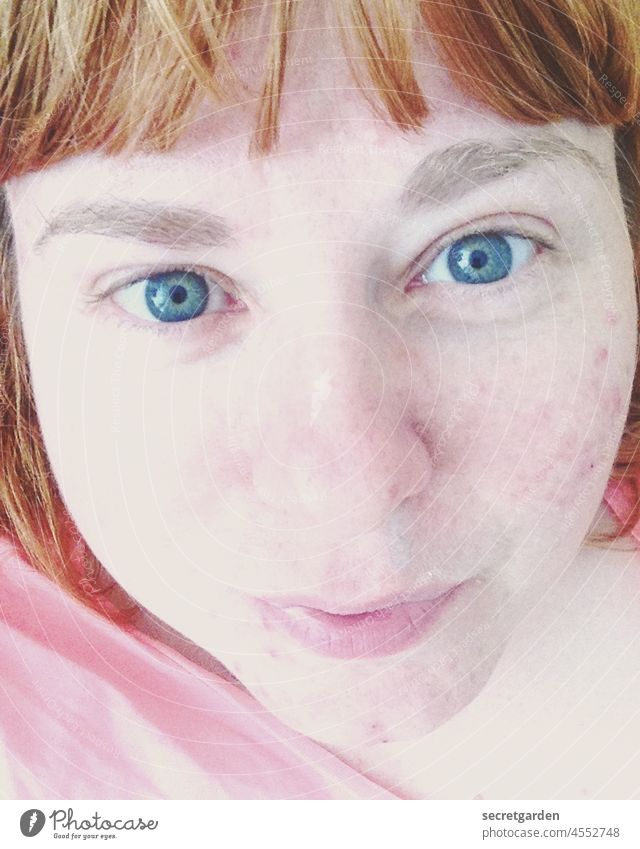 This is what it looks like, the unvarnished, pale truth (Blue Eyes Monday) Woman Red-haired Face blue eyes portrait Adults Feminine pretty Naked Without makeup