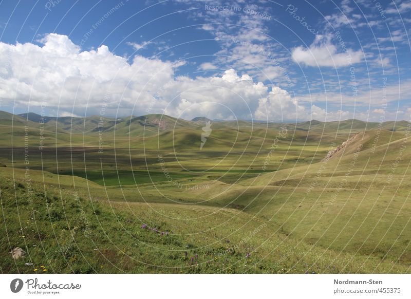 Armenian Highlands Landscape Clouds Beautiful weather Grass Meadow Hill Mountain treeless Near East Deserted Discover Hiking Infinity Calm Colour photo