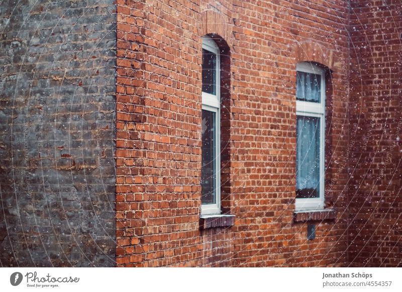 red brick facade with snowflakes Erfurt Germany Winter architecture background background image building christmas copyspace house landscapes snowing warm