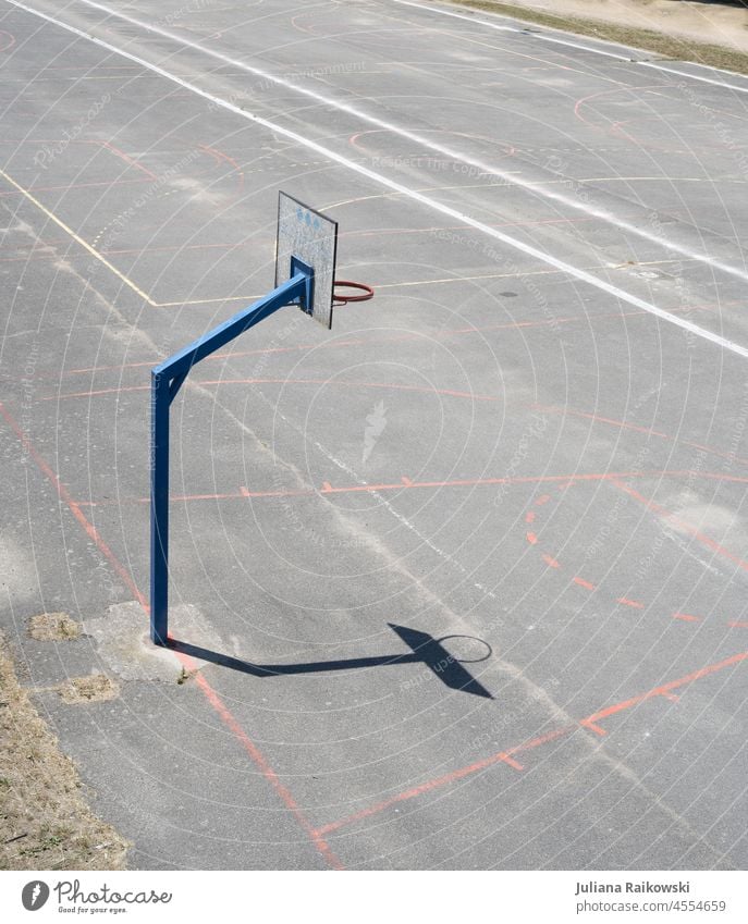 Empty basketball court in the heat Leisure and hobbies Sunlight Trip Beautiful weather Colour photo Day Athletic Lifestyle Sports Exterior shot Healthy Summer