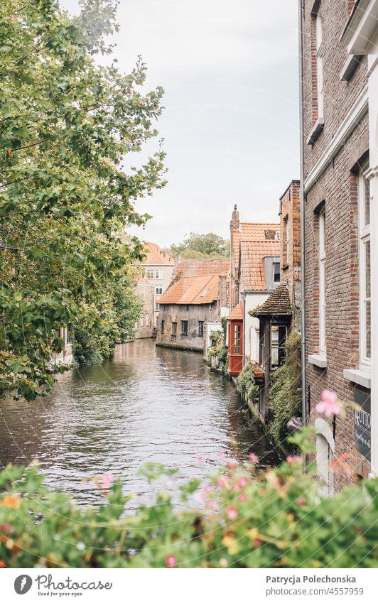 A canal in the old medieval town of Bruges, Belgium bruges Water house City Town Old