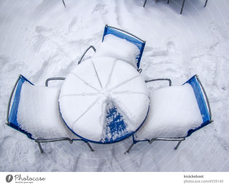 lockdown Café Cake Deserted Snow outside gastronomy Virgin snow Table piece of cake Gateau Cold