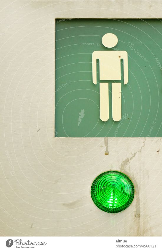 Pictogram - Men - and a green light button / green light Man masculine segregation of the sexes Toilet Free Signs and labeling Signage Green Light button