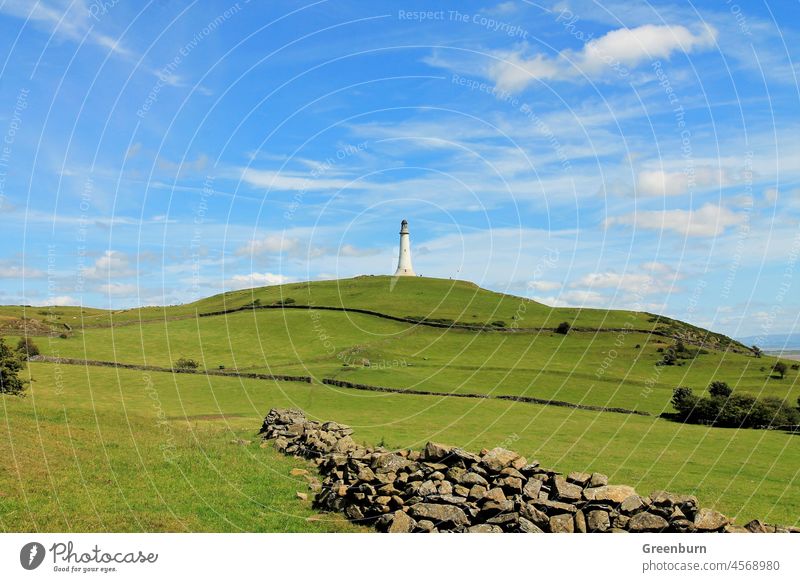 UK Ulverston Cumbria. View towards the Sir John Barrow monument situated on Hoad hill. ulverston Monument Landmark Tourist Attraction Exterior shot Colour photo