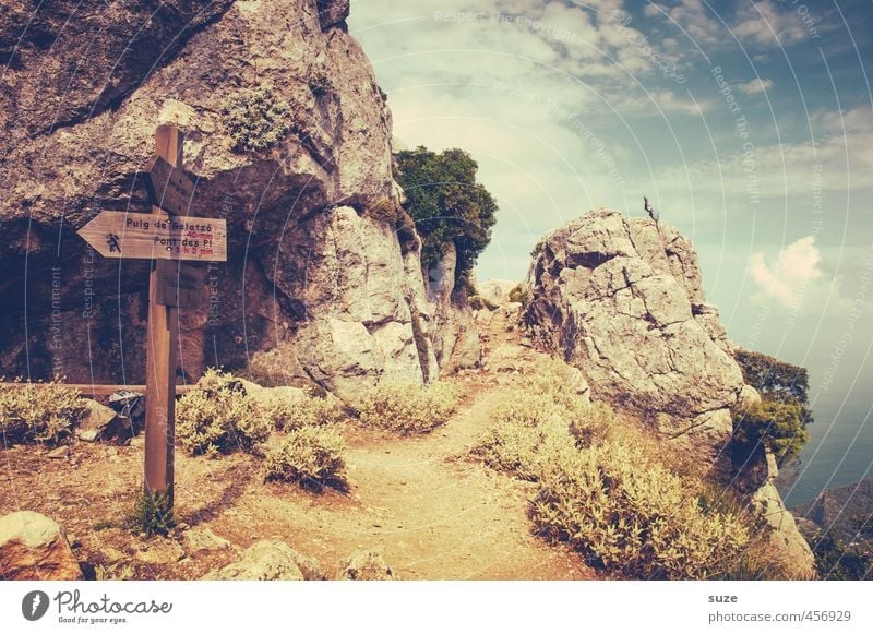To the Puig de Galatzó ... Vacation & Travel Tourism Mountain Hiking Nature Landscape Rock Coast Lanes & trails Signs and labeling Signage Warning sign Arrow