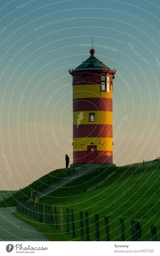 There you look... Lighthouse Building Tourist Attraction Navigation Safety Tourism Colour photo Exterior shot Evening Twilight Contrast Silhouette Sunrise