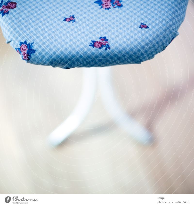 Flowers for the housewife Lifestyle Living or residing Ironing board Flowery pattern Checkered Beautiful Blue Photos of everyday life Cloth pattern Meticulous