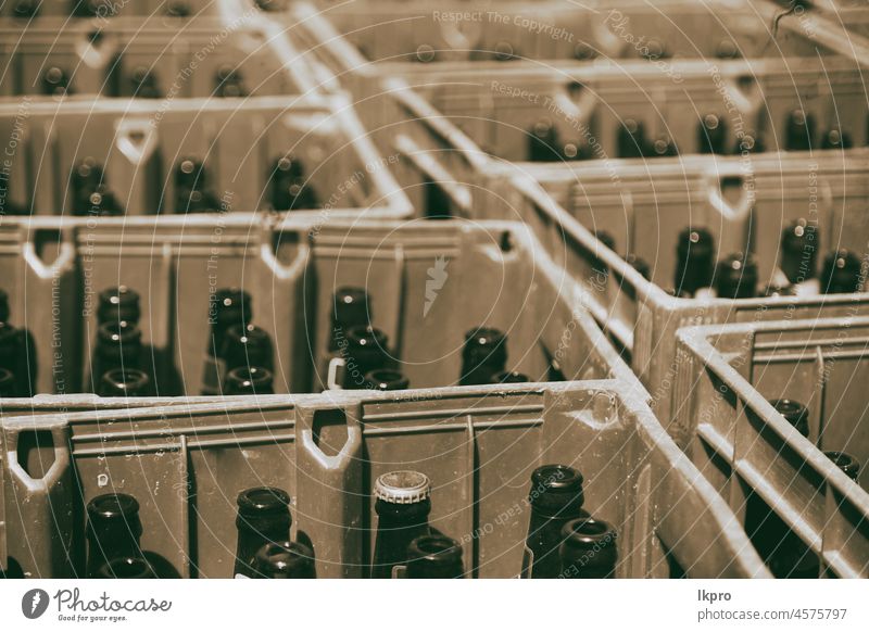 lots of empy bottle like alcoholism concept beer box crate background drink glass abstract empty party case brown pattern beverage texture group traditional