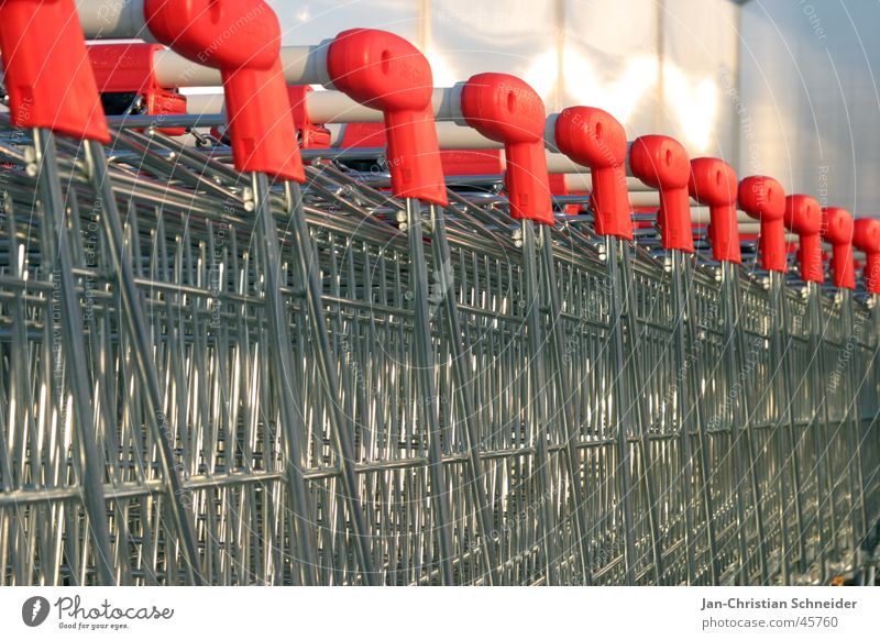 shopping cart queue Iron Red Obscure shopping trolleys Metal Silver