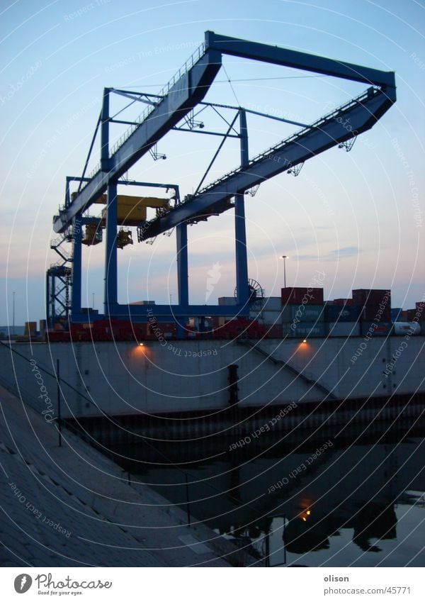 propagandized Crane Shipping Cargo Evening Industry Container Control desk Harbour Logistics Dusk