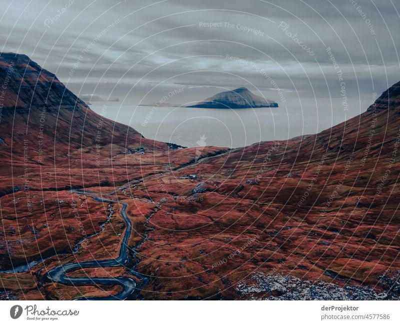 Faroe Islands: View of the island Streymoy with road Territory Slope curt Dismissive cold season Denmark Experiencing nature Adventure Majestic Curiosity