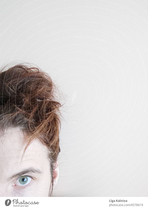 Cropped image of female showing eye and hair in bun Hair Hair and hairstyles Eyes Head Woman Feminine Human being Adults Youth (Young adults) Face Young woman