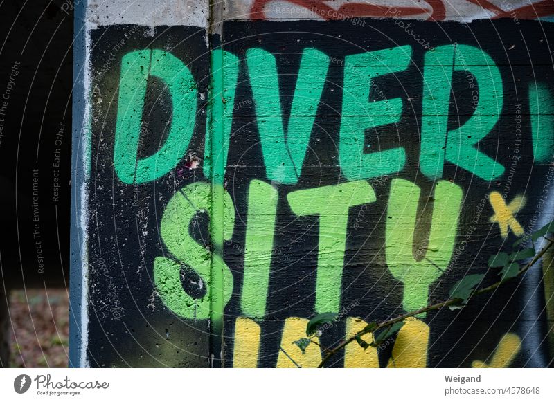 diversity miscellaneous gender Gender plural Multilateral variegated Integration Black White Company Green Graffiti slogan