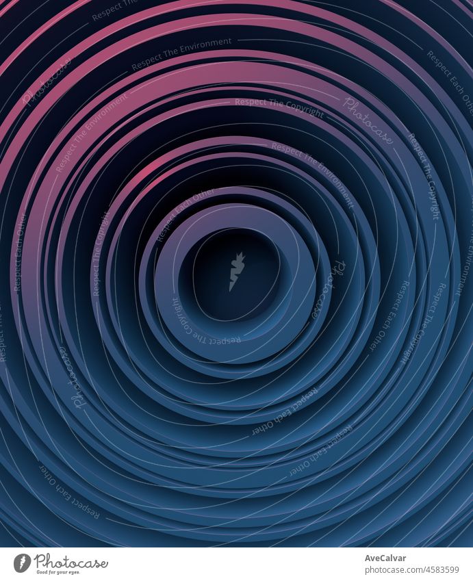 Blue and red concentric circles 3D render abstract background 3d curve graphic rendering ribbon shadow wave wallpaper art illustration modern concept design