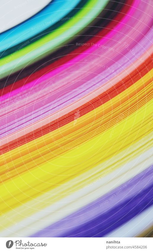 Rainbow paper abstract macro rainbow pink waves lines curves surface focus diy do it yourself colorful vibrant brilliant no people blur bokeh mix variety tones