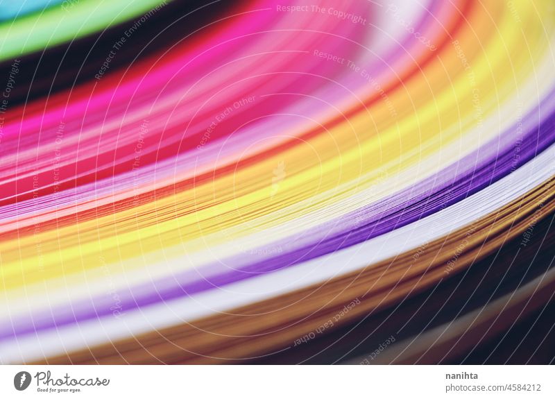 Rainbow paper abstract macro rainbow pink waves lines curves surface focus diy do it yourself colorful vibrant brilliant no people blur bokeh mix variety tones