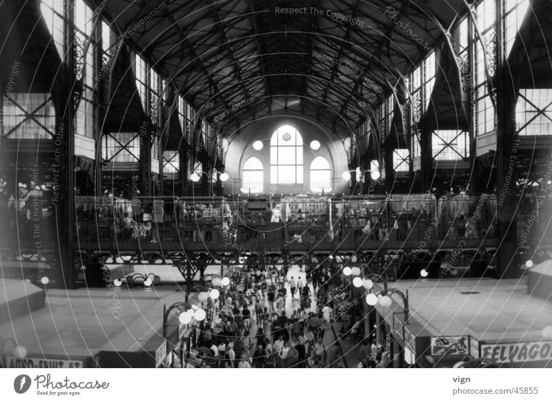Budapest Covered market Crowd of people Europe Hungarian Warehouse