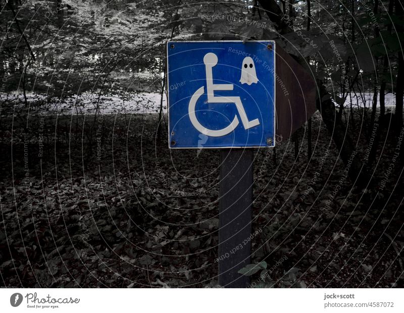 All wrong way drivers are right here handicap Wheelchair Mobility spirit Signs and labeling Deciduous tree Monochrome Road marking differently Nature