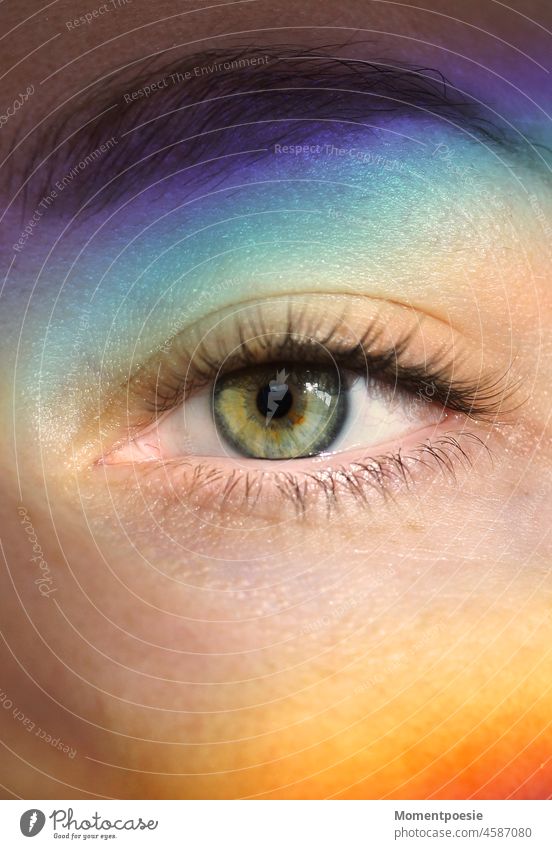 eye Rainbow Eyes Green sexulity LGBTQ Sex drive colors variegated colourful cheerful Eye colour see Vision Optician Optics moment Iris Prismatic colors Yellow