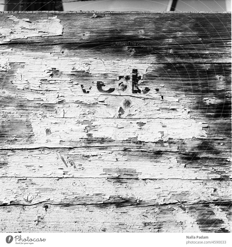 site fence Analog Analogue photo B/W Black & white photo black-and-white Fence Wood Colour White forbidden writing Illegible Letters (alphabet) Looking
