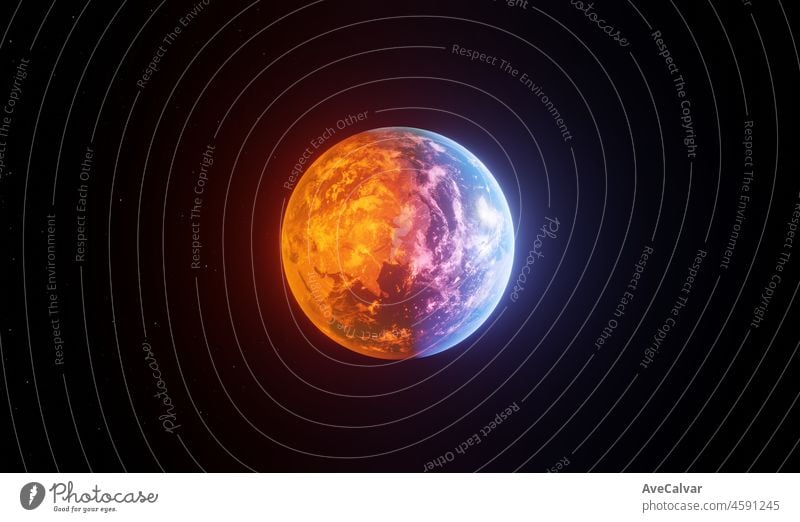Earth planet viewed from space india at night , 3d render of planet Earth. NASA accuracy. Visible lights of cities at night. With sun rising and ray light flare at horizon. Sci fi, technology future