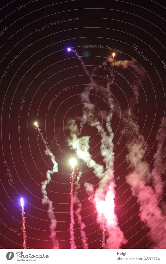 Happy New Year! Firecracker New Year's Eve Spark Explosion Party Pyrotechnics Feasts & Celebrations Night Light Exterior shot Colour photo Night sky Joy