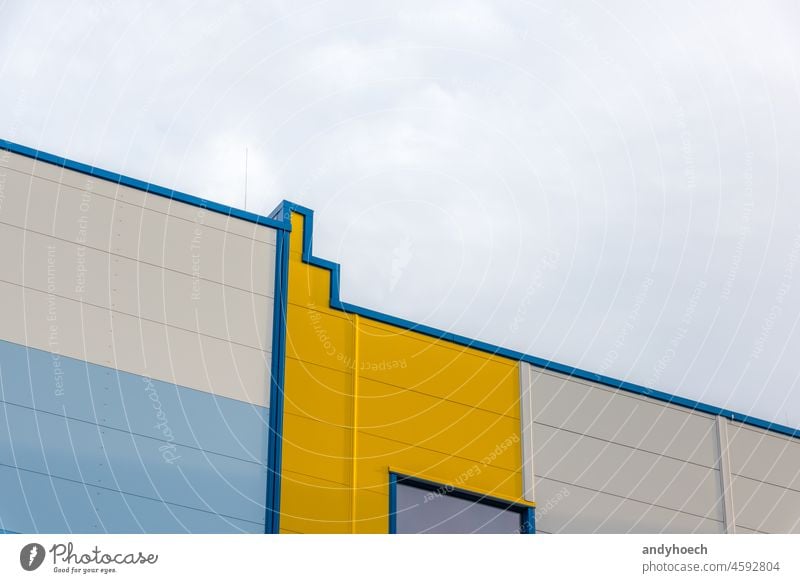 The step in the roof of the colorful facade architectural architecture Background blue building Business clouds conductor construction copy space creative