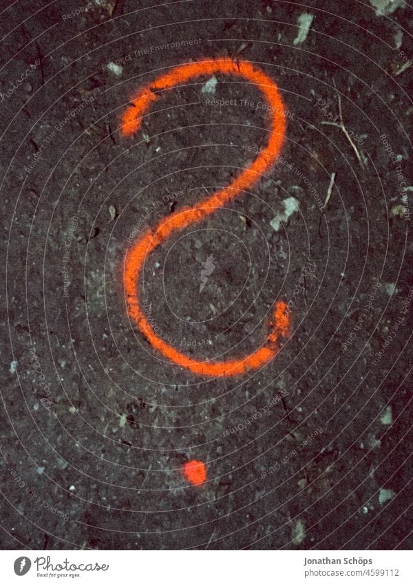 Question mark on the floor in red Ground Red question Unclear Ambiguous Uncertain future New Year new year's resolution Ask asking questionable ? Perplexed