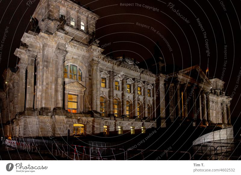 The illuminated Reichstag at night Berlin Night Architecture Capital city Landmark Tourism Germany Downtown Downtown Berlin Town Tourist Attraction Deserted