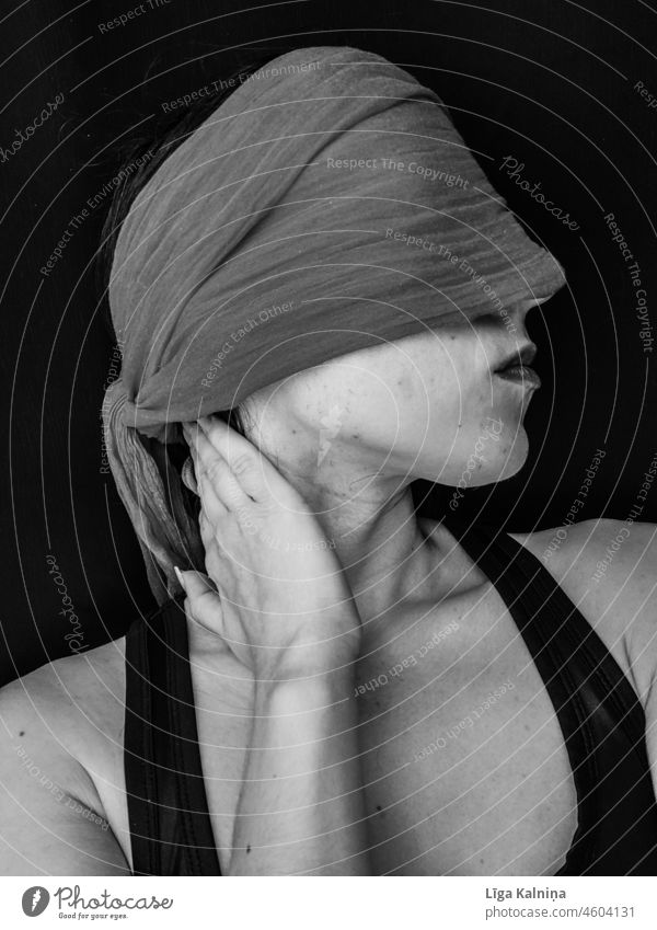 Obscured female face obscured Human being obscured face Woman Dark Adults Face Nature Detail Clothing Textiles Anonymous Focal point