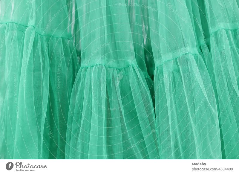 Transparent green skirts and dresses in the style of the fifties at the flea market at the Golden Oldies in Wettenberg Krofdorf-Gleiberg near Gießen in Hesse