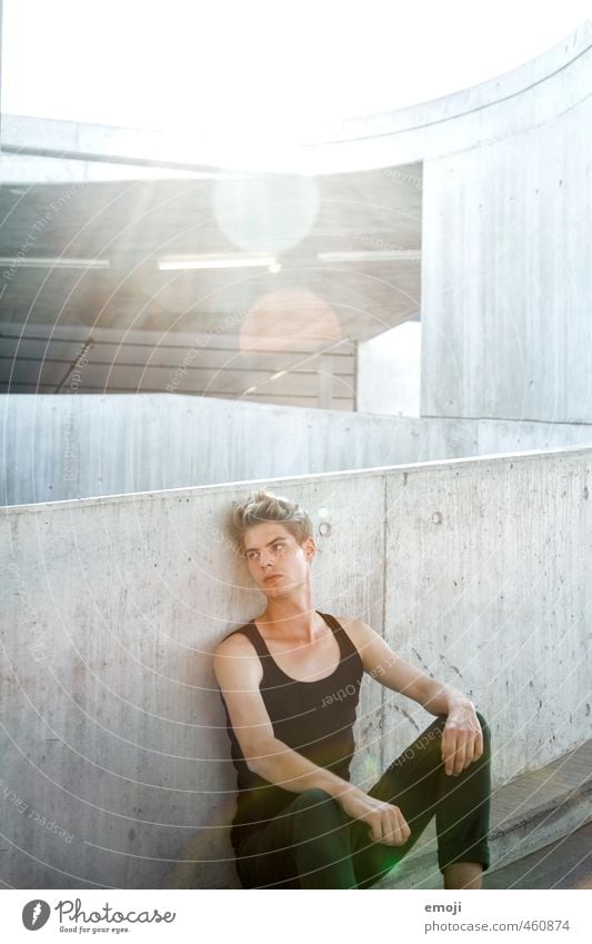 heya Masculine Young man Youth (Young adults) 1 Human being 18 - 30 years Adults Wall (barrier) Wall (building) Beautiful Town Concrete Lens flare Colour photo